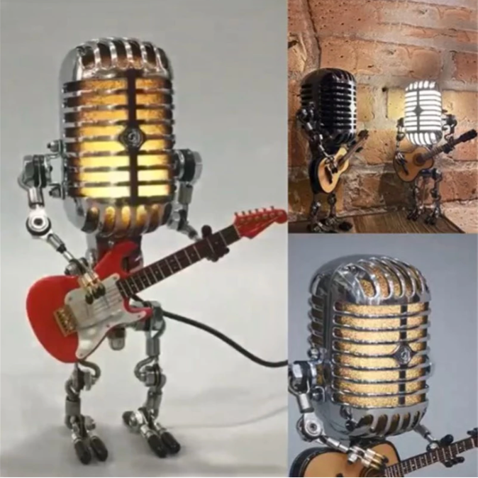 Unik robot-guitarformet LED-lampe